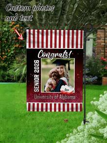1pc Custom Photo Garden Flag,Personalized Graduation Gift,Customizable University Of Senior 2026 Flag,Custom Text And Image Graduation Banner,Graduation Season Gift,Graduate Gift For Her,Outdoor Yard Decor,Graduation Party Decor - Multicolor - View 3