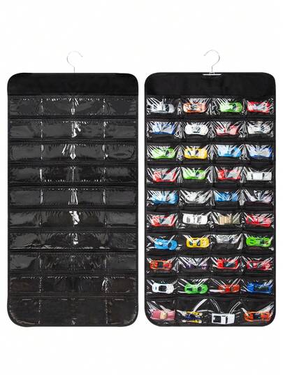 1个双面80格汽车模型悬挂式收纳盒（不含汽车模型），适合作为复活节礼物、卧室装饰、儿童房、婴儿房装饰品