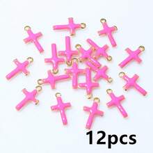 12pcs 10x6mm Enamel Small Cross Charms Pendant For Earrings Necklace Bracelet Stainless Steel Crafs DIY Jewelry Making Accessories Findings - Cross - View 12