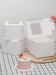 5pcs/10pcs 6*6*5in Wave Window Macaron Packaging Boxes, Large White Cardboard New Gift Boxes With Window And Wave Edge For Pastries, Chocolates, Cookies, Desserts, Suitable For Birthday, Party, Wedding - View 11