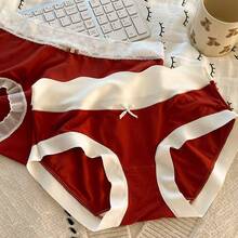 Red Sweetheart Modal Girls' Lucky Red Panties Festive New Wedding Zodiac Year New Year Sweet Hip-Hugging Panties - 波浪小蝴蝶結 - 查看 2
