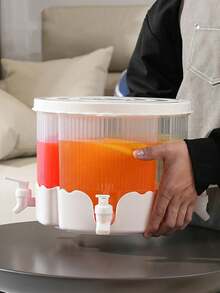 1pc 4-Compartment Rotating Cold Water Dispenser With Faucet, Refrigerator Partition Chilled Water Pitcher, Home/Office/Party Juice/Beverage Dispenser - White - View 3