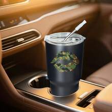 30oz Stainless Steel Tumbler Black White Options,  Camouflage Lips Pattern Print Design Graphic Cups, Insulated Travel Coffee Mug With Lid And Straw , Double Wall Vacuum Reusable Travel Cups, Funny Birthday Party Gift For Women & Men - 黑色 - 查看 2