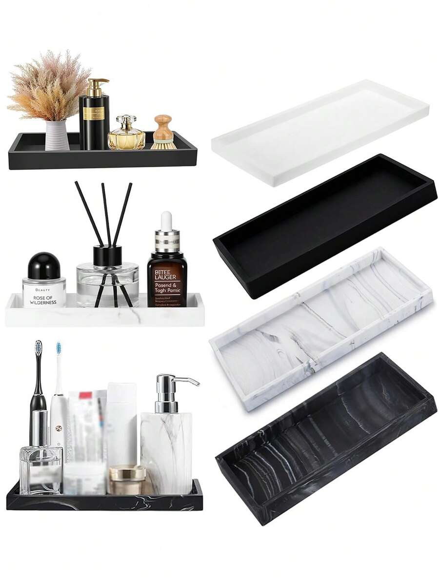 Square Silicone Aromatherapy Tray, No Holes, Bathroom Vanity, Marble Washbasin Tabletop Storage.
