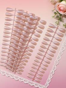 5pcs/Set DIY Nail Stickers, Various Styles And Pink Colors, Long/Short, Almond/Oval/Square/Coffin Shapes, Suitable For Girls, Ladies, Parties & Festivals - Multicolor - View 4