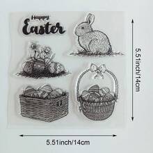 Easter Bunny, Eggs, Bird Nest Transparent Stamps, Scrapbooking & Card Making DIY Decorative Materials, Basket, Tulips, Handmade Card Decorations - Easter - View 13