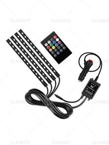 GLANBERT RGB Car Interior Decoration Light Strip, Music Synchronized Foot Lamp, Dual-Line Design Interior Lighting Kit, 12V LED Light Strip Suitable For Car, Truck, SUV, With Car Charger (1 Set) - 1 to 4 - View 15