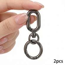 2pcs Double Opening Swivel Clasp Clips, Metal Swivel Spring Snap Hooks, Key Chain Clip With Key Ring For DIY Crafts, Keychains - Multicolor - View 10