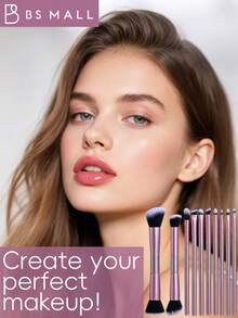 BS-MALL 10件套高品质化妆刷套装，含5个柔软化妆海绵，精准上妆，浅紫色双头眼影刷、粉底刷、腮红刷，不刺激皮肤，不掉毛 - 淡紫色 - 查看 7