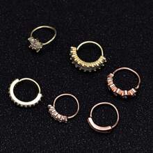 10件套Y2K复古风不锈钢20G鼻环套装，镶嵌闪亮立方氧化锆和叶子吊坠，适合女性日常佩戴和约会。 - 多款式 - 查看 2