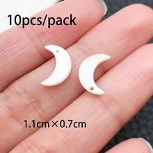 10/24Pcs Mixed Style Shell Charms - Heart Star Cross Moon Pendants For Bracelet & Keychain - White - View 19