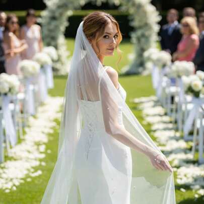 1pc Elegant & Romantic Faux Pearl Decorated European & American Bridal Wedding Veil