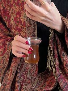 1件波西米亚风佩斯利提花女士羊绒围巾，复古流苏头巾披肩，适合春夏日常佩戴 - 酒紅色 - 查看 3