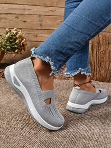 Women's Orthopedic Comfort Slip-On Sneakers - With Arch Support And Skin-Friendly Foam, All-Day Lightweight Walking Shoes, Non-Slip PVC Sole - Suitable For Nurses, Teachers, Standing And Running Errands, Orthopedic Shoes, Exquisite Pressure-Relieving Design, Beautiful Embroidery, Soft Cushioning, Suitable For Long-Term Standing Work Shoes, Casual Women's Shoes - Grey - View 5