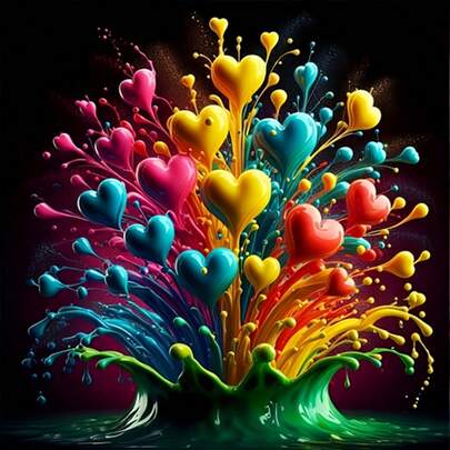 5D Diamond Painting Kit - Full Round Diamond, Heart Pattern, Acrylic Craft Set For Home Decor, Frameless Diamond Painting Gift Set