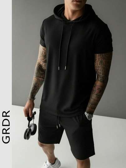  GRDR 男士夏季短袖短裤套装，适合商务聚会和休闲穿着