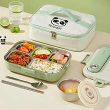 304 Stainless Steel Bento Box, Adult Lunch Box With Soup Bowl And Utensils, Leak-Proof Microwave Lunch Containers, Compartment Divided Meal Prep Containers, Metal Travel Food Containers For Student Office - Multicolor - View 4