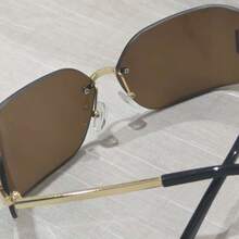 New Y2K Women's Narrow-Frame Metal Rimless , Fashionable Retro Personality Internet Celebrity . - Nâu Lớn - Xem 4
