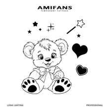 AMIFANS Temporary Tattoo Magical Teddy Bear, Semi Permanent Tattoo,Lasting 1-2 Weeks Tattoo, Long Lasting Tattoo, Juice Tattoo, Realistic Tattoo, Romantic Tattoo, Fake Tattoo, Waterproof, Authentic Tattoo Look, Niche Design Tattoo, Fruit Tattoo, Plant-Based Tattoo - Black - View 5