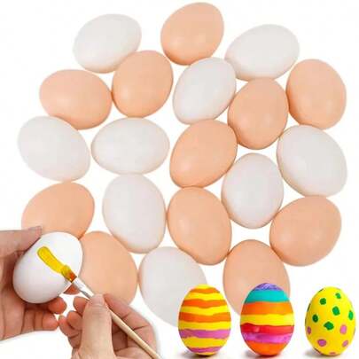 1 Set DIY Easter Eggs Craft Supplies, 25 Pcs Simulation Eggs Decor, Holiday Hanging Ornament Kit, Easter Theme Party & Home Decoration Accessories, Creative Handmade Craft Gift For Festival Decoration