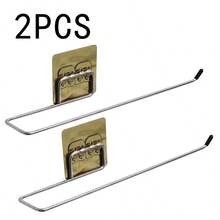1pc, 2pcs Kitchen Paper Towel Holder, Household Lazy Rag Rack, No-Drill Wall-Mounted Creative Roll Paper Rack, Plastic Wrap Storage Rack - Cleaning Cloth Holder + Gray Double Metal Sheet (2-pack) - View 8