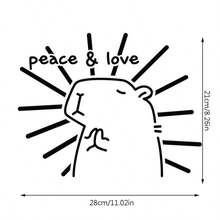 Cute Capybara "Peace And Love" Cartoon Wall Sticker For Bedroom, Living Room, Balcony, Sliding Door, Kitchen, Glass Door, Anti-Collision Decor - 1PC - View 2