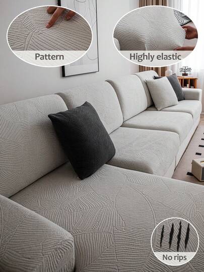 1pc Banana Binding Texture Velvet All-Season Jacquard Elastic Sofa Cover, Universal Slip-Resistant Anti-Cat Scratch Sofa Slipcover, Fits 1/2/3/4 Seater Sofa