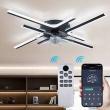 Ventilador de techo acrílico estilo rama moderno, 7 aspas de policarbonato resistentes, motor silencioso de 15 W de bajo consumo, fácil instalación, iluminación para el hogar. - Estrella - Ver 5
