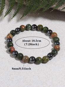 注入灵气能量的绿帘石平衡手链，男女皆宜，南方玉石赤铁矿材质，具有保护、接地、冥想功效，波西米亚风格，灵性能量饰品 - 彩色 - 查看 4