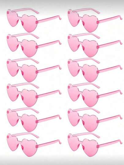 6pcs Frameless Heart-Shaped Decorative Glasses, Wedding Party Decor, Rose Pink Birthday Party Favor,Bride To Be,Bride,Wedding,Hen Party,Hen Party Supplies,Bachelorette Party,Wedding Decor,Wedding Accessories,Bridal Shower,Party Supplies,Bridesmaid Gift,Wedding Favours For Guest Wedding Supplies,Graduation Season, Graduation Party