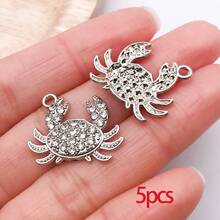 5/30 Peças Sortidas de Encantos de Animais Marinhos de Cristal e Strass, Tartaruga, Concha, Estrela-do-mar, Peixe, Pingentes Pendurados para Pulseiras, Colares, Brincos, Fabricação e Artesanato - Multicolorido - Visão 16