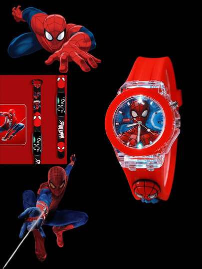 Marvel Reloj luminoso de Spiderman de  para adolescentes, un hermoso regalo para adolescentes, unisex, adecuado para múltiples grupos de edad, reloj electrónico de cuarzo para adolescentes