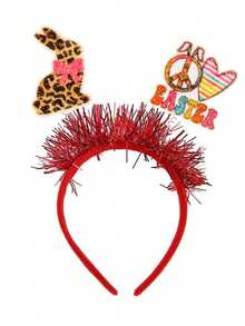 1pc Leopard Print Chicken Egg Shaped Cute ABS Plastic Easter Party Headband - Multicolor - View 3