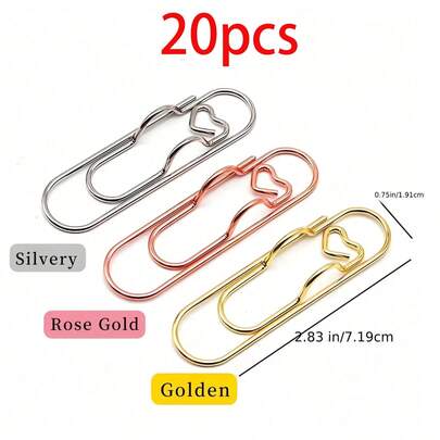 Bộ 20 kẹp kim loại đa năng bằng thép không gỉ, phụ kiện sổ tay và nhật ký dung lượng lớn kèm giá đựng bút, dụng cụ sắp xếp đồ dùng văn phòng và học tập.