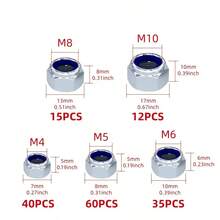 162个不锈钢尼龙嵌件六角锁紧螺母，M4/M5/M6/M8/M10自锁六角螺母，用于维护和安装 - 5種尺寸 - 查看 11