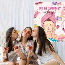 Spa Party Game Kit - 36 Cucumber Stickers Including Face Poster, Eye Mask, And Stickers - Perfect For Masquerade And Spa Party Themed Events. Pin The Cucumbers - View 6