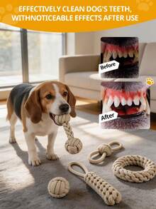 5pcs Dog Handmade Braided Rope Toys Set, Chew Toys For Medium & Small Dogs, Tug Of War, Fetch, Dental Care, Interactive Pet Toys - Multicolor - View 6