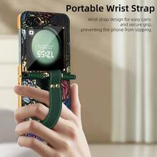 VIETAO 高品質電鍍 PC 花卉設計人造皮革手機殼，相容 Galaxy Z Flip 3 4 5 6 7 Flip6 Flip5 Flip4 - 綠色 - 查看 5