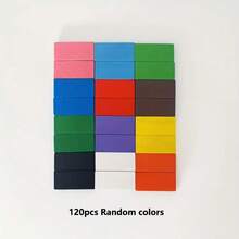 120片装木制多米诺骨牌套装，色彩缤纷的棋盘游戏，创意堆叠滚动游戏，不含配件，适合学习和家庭娱乐，混合颜色，户外游戏 | 经典棋盘游戏 | 耐用的木质结构，趣味桌面游戏，多米诺骨牌，户外露营旅行游戏，节日派对桌面游戏，多功能桌面游戏，是生日、婚礼、毕业典礼、露营、度假、派对和其他休闲娱乐活动的理想之选。 - 彩色 - 查看 6