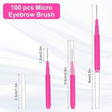20/50/100pcs Mini Disposable Eyebrow Brushes, Bendable Tiny Mascara Brush Heads Makeup Tools, Eyelash Filling Brow Lifting Dyeing Extension Brushes - Multicolor - View 2