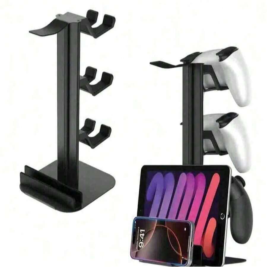 Adjustable Headphone Stand With Laptop Base, Multi-Functional Iron Rack For Game Controllers & Laptops, Anti-Slip Protective Pad, Ergonomic Desktop Organizer - View 1