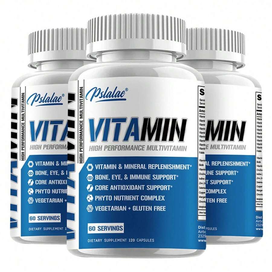 PSLALAE High Performance Multivitamin - Improves Bone Strength, Energy Levels, Supports Muscle Health And Immune Function, Enhances Memory - 120pcs - Three bottle-Best choice - View 1