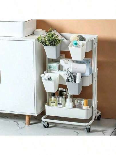 Wall Mounted Storage Boxes, Plastic Baskets, Home/Kitchen/Dorm Trolley Small Hanging Baskets, Bedside Shelf, Kitchen Basket, Suitable For Study Desk, Library, Studio