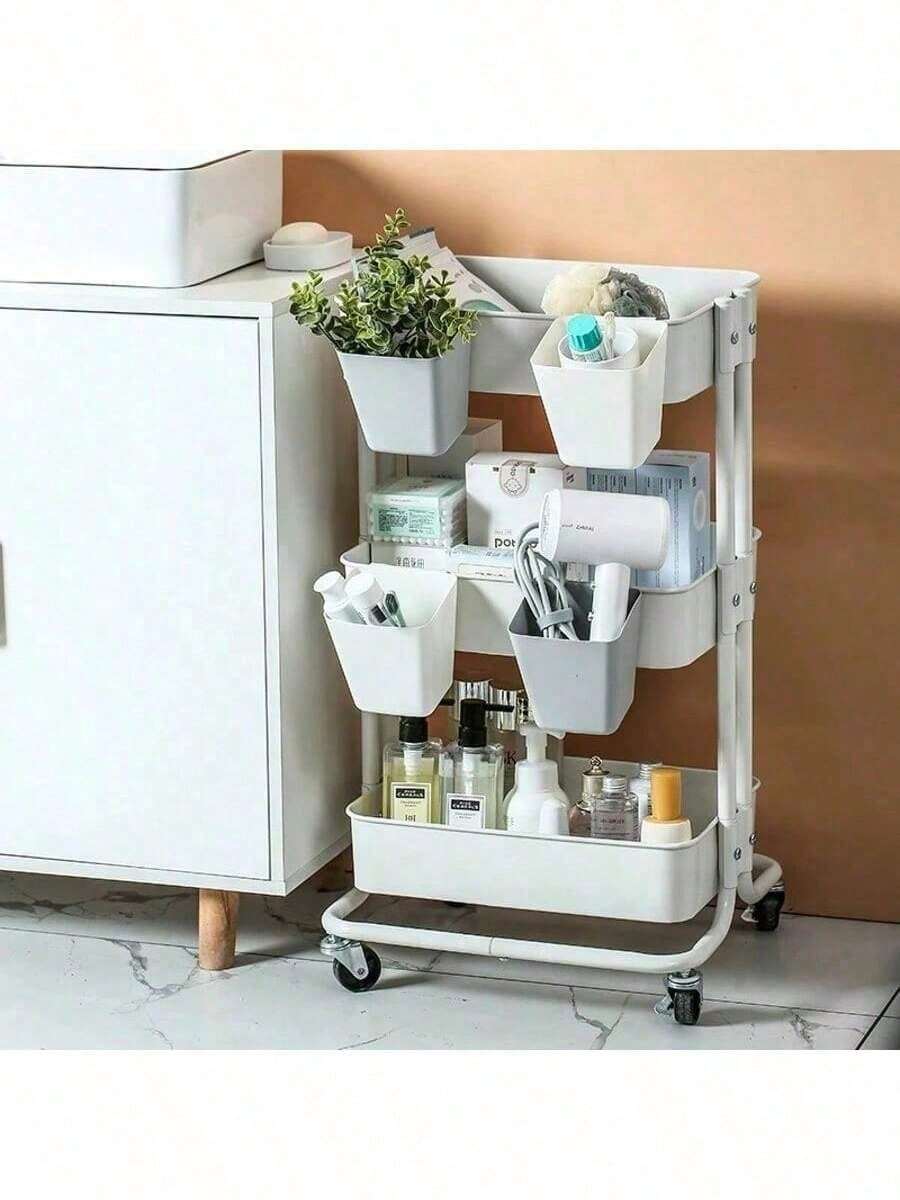 Wall Mounted Storage Boxes, Plastic Baskets, Home/Kitchen/Dorm Trolley Small Hanging Baskets, Bedside Shelf, Kitchen Basket, Suitable For Study Desk, Library, Studio - Multicolor - View 1