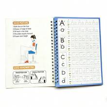 可重复使用的儿童笔记本，防水白色硬纸板 + 1 支可擦笔，神奇笔记本，适合早期书法练习（笔颜色随机） - 查看 2