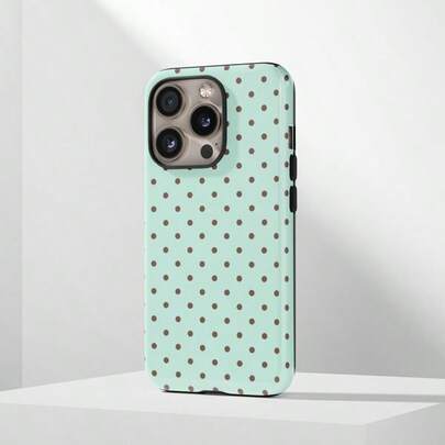 Mint Green Polka Dot Phone Case, Cute Y2K Style. Compatible With IPhone 17, 16, 15, 14, 13, 12, 11 Pro Max Plus Models,International Version, Not The Domestic Version