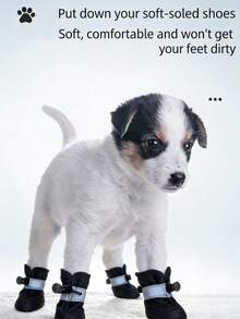 4pcs/Set Dog Boots - Anti-Slip Polyester Pet Shoes, Wool Lining, Hook And Loop Closure, Suitable For Small Dogs - All Season, Protect Paws - Multicolor - View 1