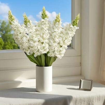 2 st utomhusvit simulerad hyacint - realistisk touch, lämplig för alla väder inomhus/utomhus bröllop, hem, kontor, festdekoration - elegant blomsterarrangemang för alla årstider, mångsidig dekoration, blekningsbeständig för alla årstider, inget behov av krukväxter