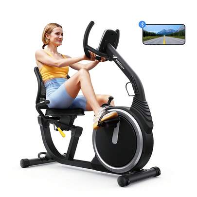 MERACH Recumbent Exercise Bike, Recumbent Bike For Home, Light Commercial Recumbent Bikes For Seniors Adults, Magnetic Recumbent Stationary Bike With Smart Bluetooth And Exclusive App, LCD