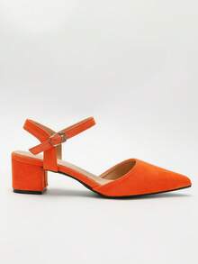 Women's Summer Chunky Heel Pointed Toe Sexy Mule Shoes, New Spring/Summer Suede Comfortable Closed Toe Backstrap Elegant Versatile Pointed High Heel Sandals,Mothers Day Gift - Orange - View 5